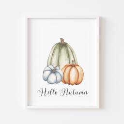 Autumn Pumpkins Print Pumpkin Trio- Wall Art, Cosy Home Accessories, Fall Decorations, Decor, Watercolour - thumbnail 1