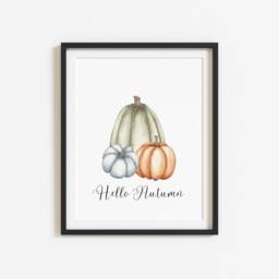 Autumn Pumpkins Print Pumpkin Trio- Wall Art, Cosy Home Accessories, Fall Decorations, Decor, Watercolour - thumbnail 2