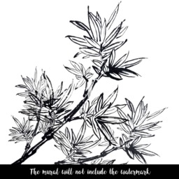 Black Watercolor Bamboo Wallpaper, Sketch Mural, & White, Peel Stick, Reusable, Wall Mural, Nature, Decor, Tree, Leaves #11 - thumbnail 3