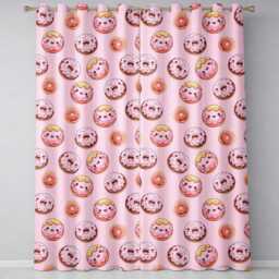 Cute Kawaii Donuts With Pink Icing Soft Background Seamless Pattern Readymade Eyelet Ring Top Thermal 100% Blackout Curtains - thumbnail 2