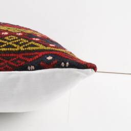 Vintage Turkish Kilim Pillow Cover Handwoven Wool Cushion - 16x16 - thumbnail 4