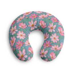 Pink Cosmos Floral Nursing Pillow Cover - Pattern, Baby Feed Accessory - thumbnail 2