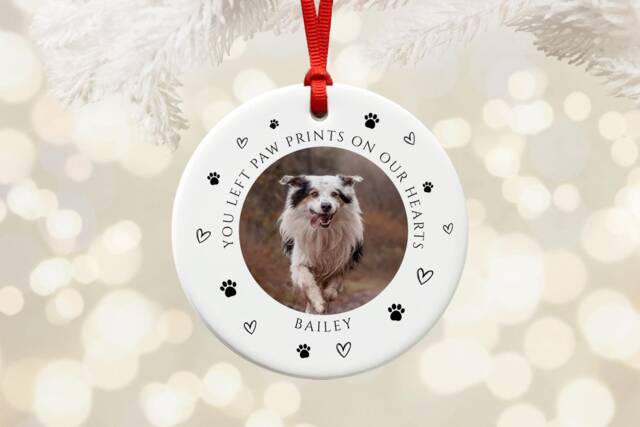 Personalized Pet Photo Memorial Ornament Custom Dog Cat Loss Gift - image 1