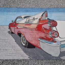 1958 Dodge Coronet, Original Hand-Drawn Drawing Art - Not A Print - thumbnail 3
