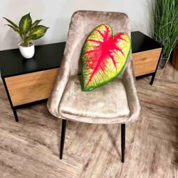 Caladium Leaf Pillow - Red & Green Plant Pillow, Handmade Decor - thumbnail 2