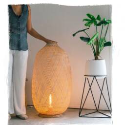 Extra Large Handwoven Bamboo Rattan Wicker Pendant Light, Asian Style - thumbnail 3