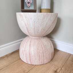 Natural Hourglass Side Table - Stone Effect End Modern Accent - thumbnail 3