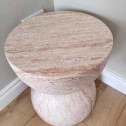 Natural Hourglass Side Table - Stone Effect End Modern Accent - thumbnail 4