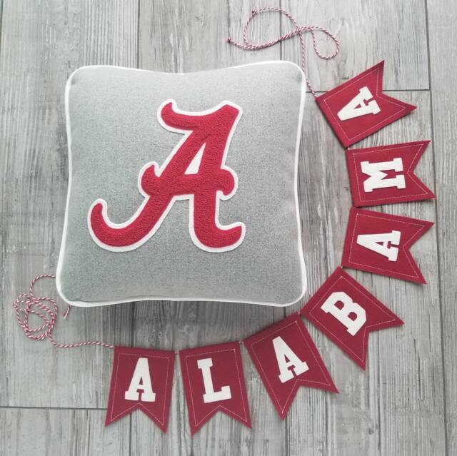Alabama A Letterman Pillow, Roll Tide, University Of Alabama, Crimson Tide - image 1