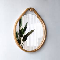 Modern Wall Mirror - Mirror Decor Round Bathroom Oak Wood Frame Living Room Large - thumbnail 2