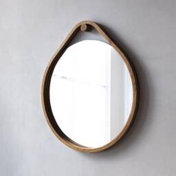 Modern Wall Mirror - Mirror Decor Round Bathroom Oak Wood Frame Living Room Large - thumbnail 4