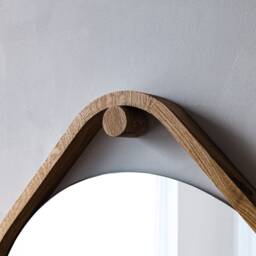 Modern Wall Mirror - Mirror Decor Round Bathroom Oak Wood Frame Living Room Large - thumbnail 3