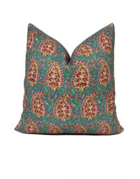 Brunshwig & Fils Rougier Aqua Cushion Cover Pillow Double Sided Indoor/Outdoor - thumbnail 1