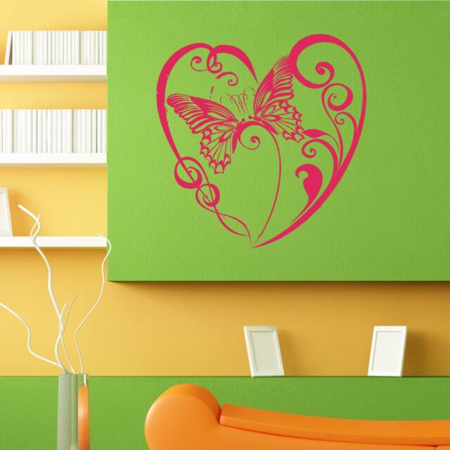 Floral Flower Heart Butterfly Wall Sticker Vinyl Mural Decal Home House Apartment Art Decor Free Shipping L087 - image 1