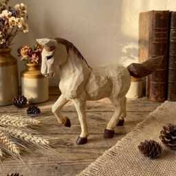 Whimsical Hand Carved Wooden Horse Figurine Rustic Pony Sculpture Farmhouse Shelf Decor Artisan Animal Art Unique Equestrian Gift - thumbnail 4
