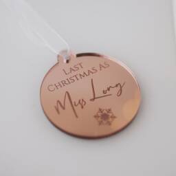 Last Christmas As A Miss Bauble, Fianc?? Bride To Be Ornament Personalised Decoration Couples Engaged - thumbnail 3