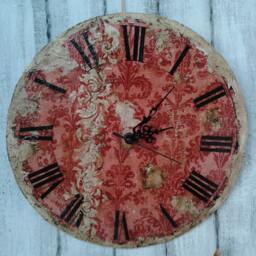 Wood Wall Clock, Unique Retro Hand Decorated Clock, Mantel Clock, Beach Decor Clock, Claret Rustic Clock, Wooden Clock, 12 - thumbnail 3