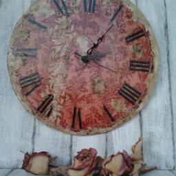 Wood Wall Clock, Unique Retro Hand Decorated Clock, Mantel Clock, Beach Decor Clock, Claret Rustic Clock, Wooden Clock, 12 - thumbnail 2