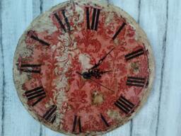 Wood Wall Clock, Unique Retro Hand Decorated Clock, Mantel Clock, Beach Decor Clock, Claret Rustic Clock, Wooden Clock, 12 - thumbnail 1