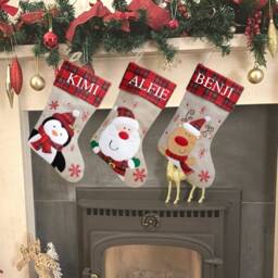 Luxury Christmas Stocking, Hessian & Tartan Personalised - thumbnail 3