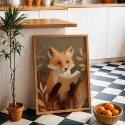 Bookish Wall Art - Fox Reading Book Print Lover Poster Funny Gift - thumbnail 2