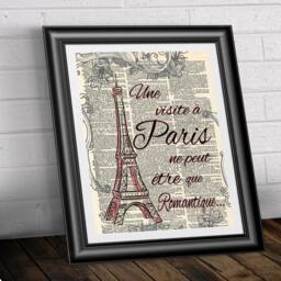 Paris French Quotation On Antique Dictionary Book Page Print. Dictionary Art Eiffel Tower & Quote Wall Hangings. Wall Decor 8x10 Romantic - thumbnail 2