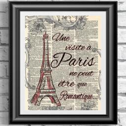 Paris French Quotation On Antique Dictionary Book Page Print. Dictionary Art Eiffel Tower & Quote Wall Hangings. Wall Decor 8x10 Romantic - thumbnail 1