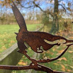Metal Wrens Silhouette Garden Art Tree Fence Spike Ornament - thumbnail 3