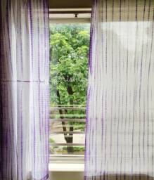 Purple Tie Dyed Cotton Curtains, Beach Minimal Decor, White Curtain Panels, Shibori, Minimal Coastal Yoga Room