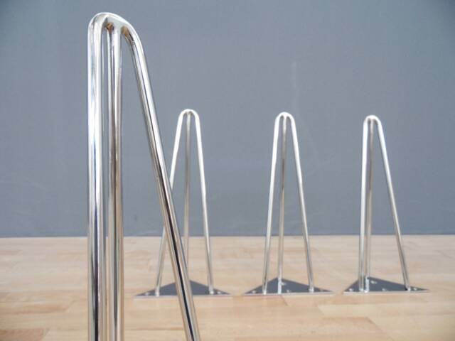 Stainless Steel 3-Rod Hairpin Table Legs - Mid-Century Modern, Set Of 4 - image 1