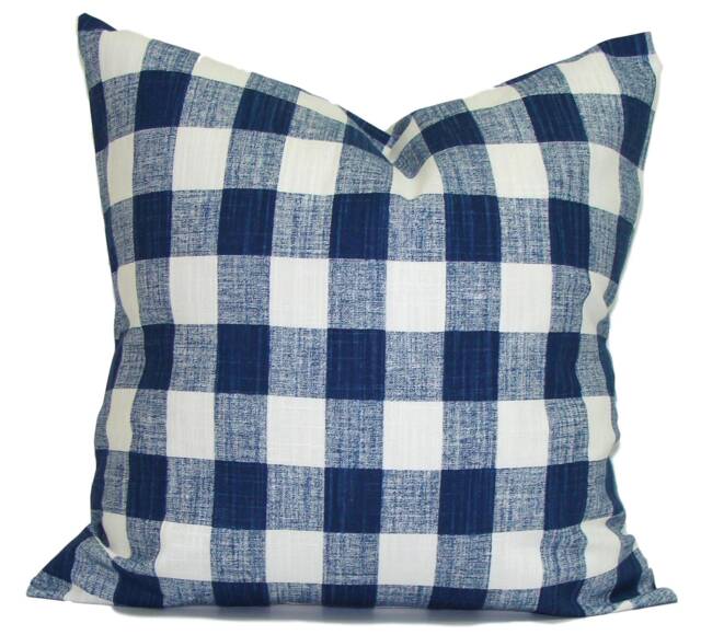 Blue Farmhouse Pillow Cover, Throw Covers For 20x20 Pillow, 18x18 16x16 All Sizes - image 1
