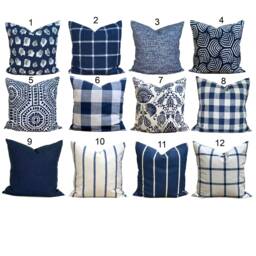 Blue Farmhouse Pillow Cover, Throw Covers For 20x20 Pillow, 18x18 16x16 All Sizes - thumbnail 2