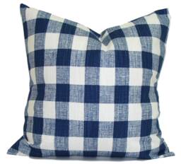 Blue Farmhouse Pillow Cover, Throw Covers For 20x20 Pillow, 18x18 16x16 All Sizes - thumbnail 1