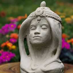 Oriental Goddess Statue Eastern Divine Woman Sculpture Concrete Asian Deity Figure Feng Shui Garden Decor Handmade Spiritual Art Lover Gift - thumbnail 3