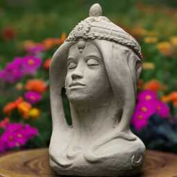 Oriental Goddess Statue Eastern Divine Woman Sculpture Concrete Asian Deity Figure Feng Shui Garden Decor Handmade Spiritual Art Lover Gift - thumbnail 1