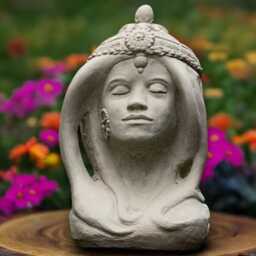 Oriental Goddess Statue Eastern Divine Woman Sculpture Concrete Asian Deity Figure Feng Shui Garden Decor Handmade Spiritual Art Lover Gift - thumbnail 2