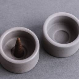 Concrete Tealight Holder, Round Minimalist Candle Stand, Modern Grey Incense Cone Burner, Industrial Zen Decor, Handcrafted Stone Gift Set - thumbnail 2