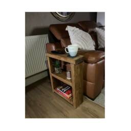 Rustic End Table With Shelves - Slim Wooden Side - thumbnail 3