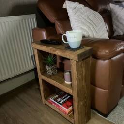 Rustic End Table With Shelves - Slim Wooden Side - thumbnail 2