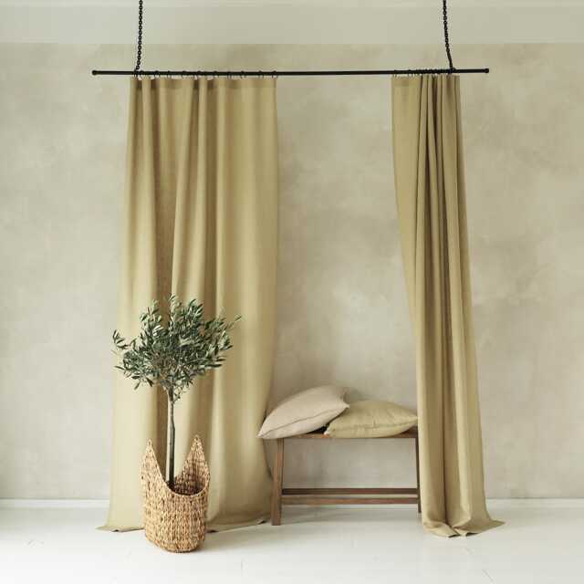 Linen Window Curtains, Custom Curtain Panel, Privacy, Blackout Tape For Rings & Tracks - image 1
