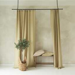 Linen Window Curtains, Custom Curtain Panel, Privacy, Blackout Tape For Rings & Tracks