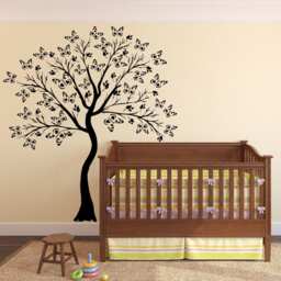 Large Wall Tree Baby Girl Nursery Decal Butterfly Cherry Blossom Art Woodland Birch Decor #1374