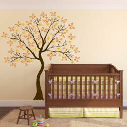 Large Wall Tree Baby Girl Nursery Decal Butterfly Cherry Blossom Art Woodland Birch Decor #1374 - thumbnail 2