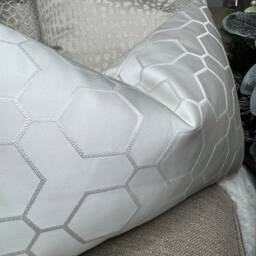 Hepburn - Ivory Rectangle Cushion Pillow Cover Geometric Pattern Double Sided, Luxury Fabric Textured -Sofa, Bed - thumbnail 2