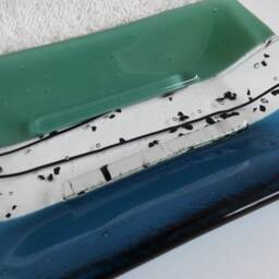 Fused Glass Soap Dish in Mineral Green & Sea Blue By Bprdesigns - thumbnail 3