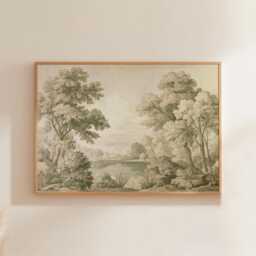 Woodland Lake Poster, Green Nature Print, Botanical Wall Art, Paper - thumbnail 1