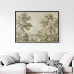 Woodland Lake Poster, Green Nature Print, Botanical Wall Art, Paper - thumbnail 3