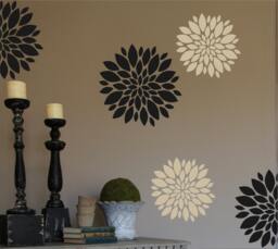 Peony Flowers Vinyl Wall Decal - Wallpaper Design-Bedroom Decor - Designer Flowers - Office Art - thumbnail 1