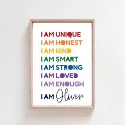 Affirmation Prints, Rainbow Wall Art, Playroom Print, Boys Bedroom Nursery Colourful Playroom, Girls - thumbnail 3