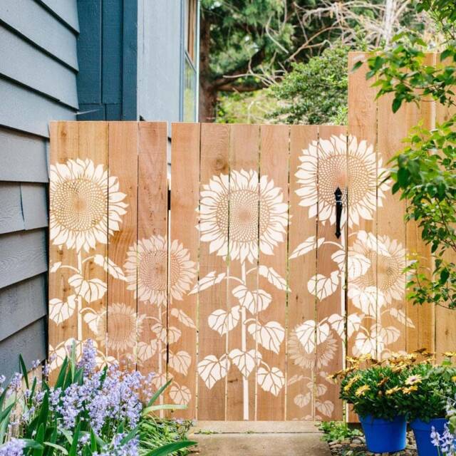 Giant Sunflower Wall Art Stencil - Floral Stencils For Walls Large Painting On Wood Try Instead Of Wallpaper - image 1